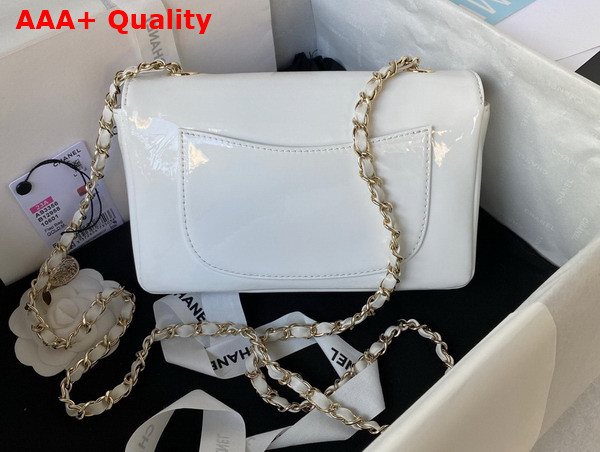 Chanel Small Flap Bag White Patent Calfskin Gold Tone Metal AS4388 Replica