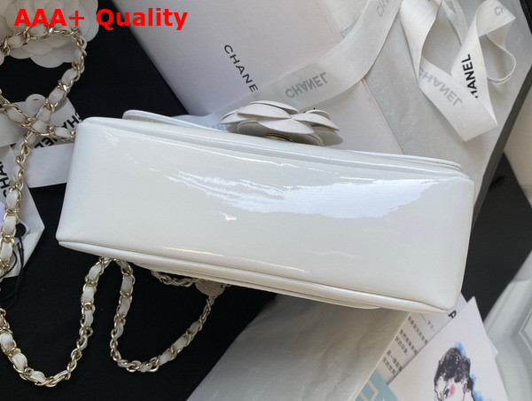 Chanel Small Flap Bag White Patent Calfskin Gold Tone Metal AS4388 Replica