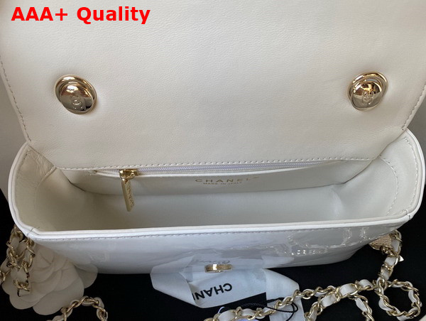 Chanel Small Flap Bag White Patent Calfskin Gold Tone Metal AS4388 Replica