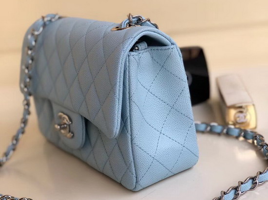 Chanel Small Flap Bag in Baby Blue Grain Leather