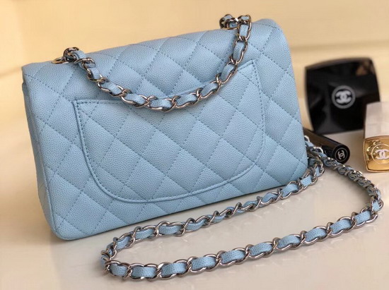 Chanel Small Flap Bag in Baby Blue Grain Leather