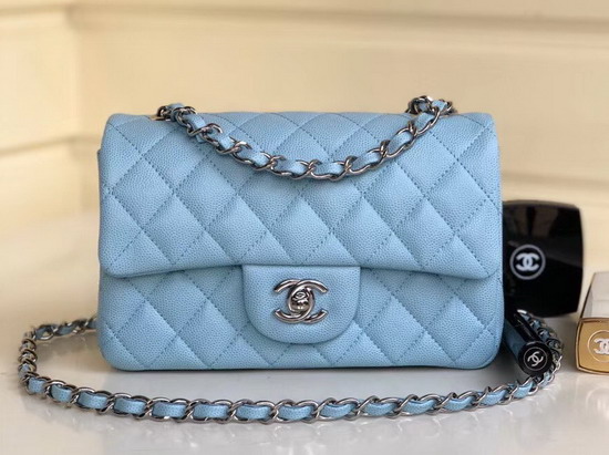 Chanel Small Flap Bag in Baby Blue Grain Leather