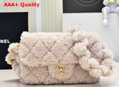 Chanel Small Flap Bag in Beige Shearling Lambskin Gold Tone Metal AS5193 Replica