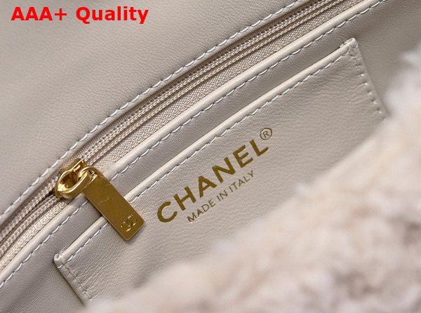 Chanel Small Flap Bag in Beige Shearling Lambskin Gold Tone Metal AS5193 Replica