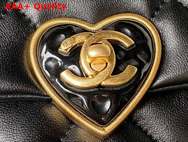 Chanel Small Flap Bag in Black Lambskin Plexi Gold Tone Metal AS3986 Replica