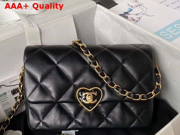 Chanel Small Flap Bag in Black Lambskin Plexi Gold Tone Metal AS3986 Replica