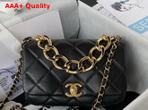 Chanel Small Flap Bag in Black Lambskin with Chain Handle Replica