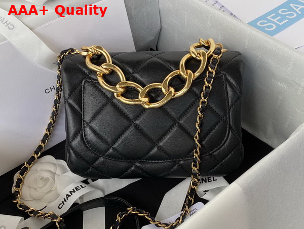 Chanel Small Flap Bag in Black Lambskin with Chain Handle Replica