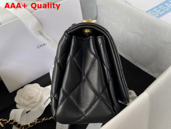 Chanel Small Flap Bag in Black Lambskin with Chain Handle Replica