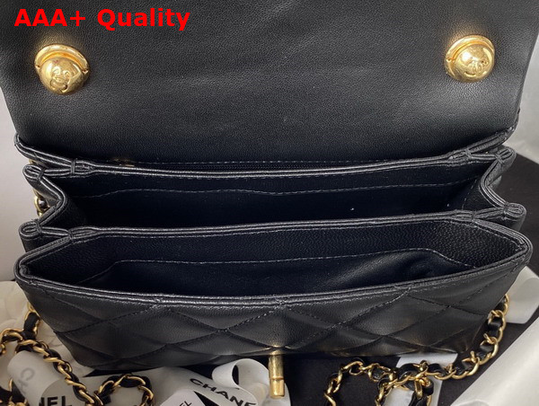 Chanel Small Flap Bag in Black Lambskin with Chain Handle Replica