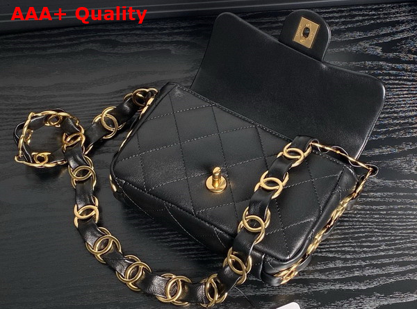 Chanel Small Flap Bag in Black Lambskin with Gold Tone Metal AS5174 Replica