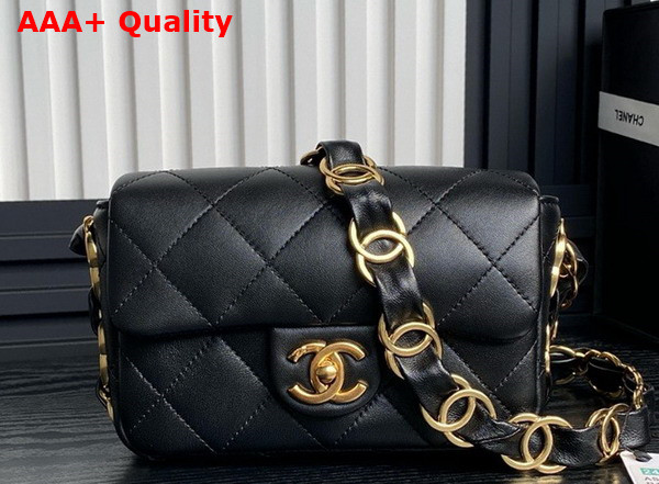 Chanel Small Flap Bag in Black Lambskin with Gold Tone Metal AS5174 Replica