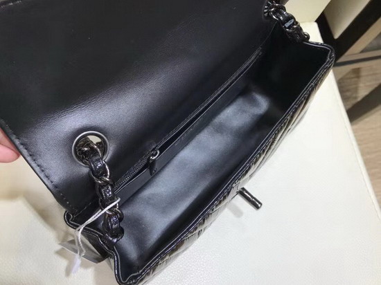 Chanel Small Flap Bag in Black Patent Crumpled Calfskin