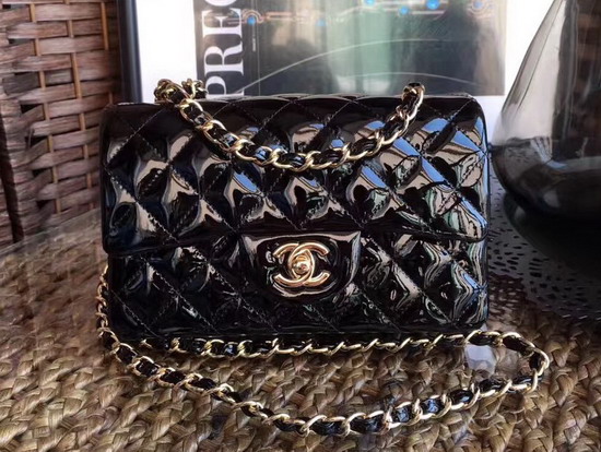 Chanel Small Flap Bag in Black Patent Leather