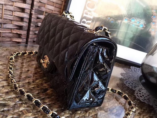 Chanel Small Flap Bag in Black Patent Leather