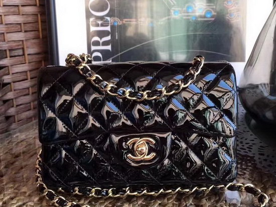 Chanel Small Flap Bag in Black Patent Leather