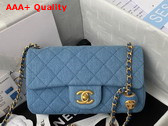 Chanel Small Flap Bag in Blue Denim with Gold Tone Metal Replica