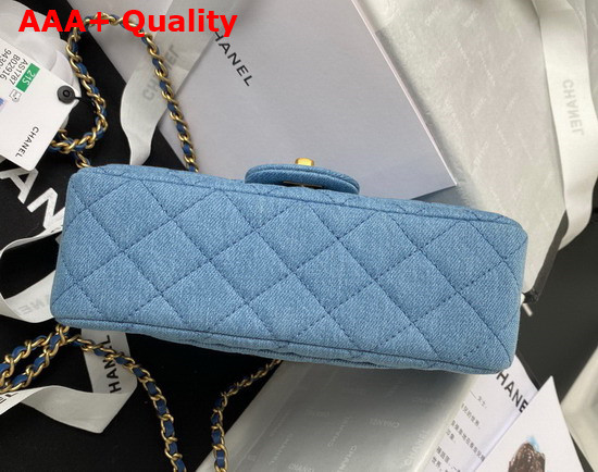 Chanel Small Flap Bag in Blue Denim with Gold Tone Metal Replica