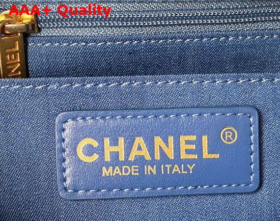 Chanel Small Flap Bag in Blue Denim with Gold Tone Metal Replica