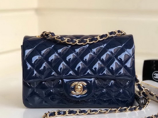 Chanel Small Flap Bag in Blue Patent Leather