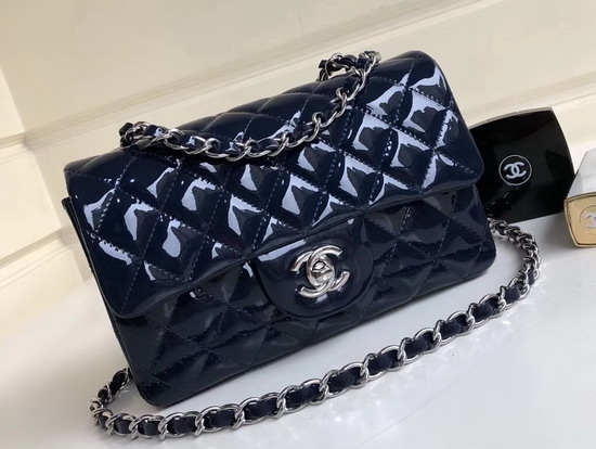 Chanel Small Flap Bag in Blue Patent Leather