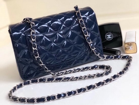 Chanel Small Flap Bag in Blue Patent Leather