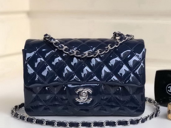 Chanel Small Flap Bag in Blue Patent Leather