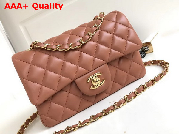 Chanel Small Flap Bag in Brown Beige Lambskin Replica