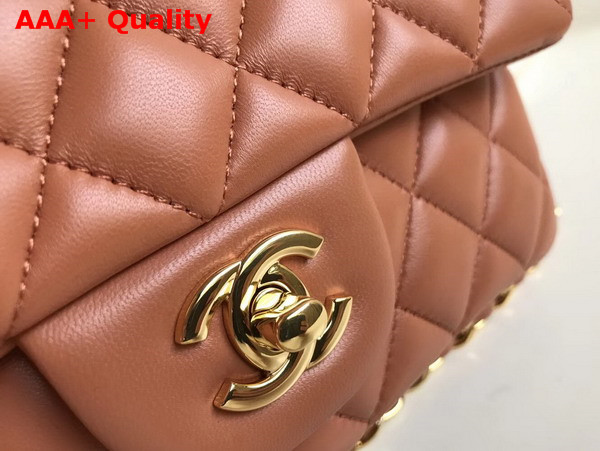 Chanel Small Flap Bag in Brown Beige Lambskin Replica