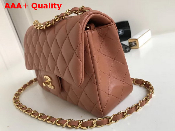 Chanel Small Flap Bag in Brown Beige Lambskin Replica