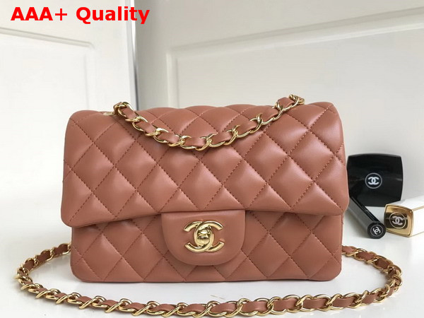 Chanel Small Flap Bag in Brown Beige Lambskin Replica