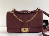 Chanel Small Flap Bag in Burgundy Calfskin Ruthenium Finish and Gold Tone Metal