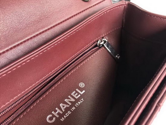 Chanel Small Flap Bag in Burgundy Calfskin Ruthenium Finish and Gold Tone Metal