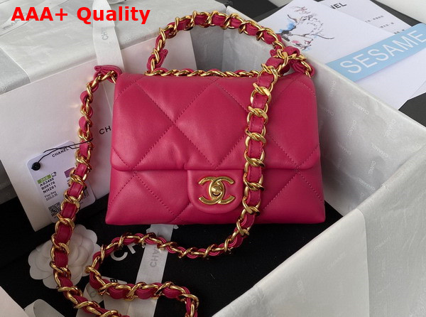 Chanel Small Flap Bag in Fuchsia Lambskin Gold Tone Metal AS3498 Replica