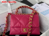 Chanel Small Flap Bag in Fuchsia Lambskin Gold Tone Metal AS3498 Replica