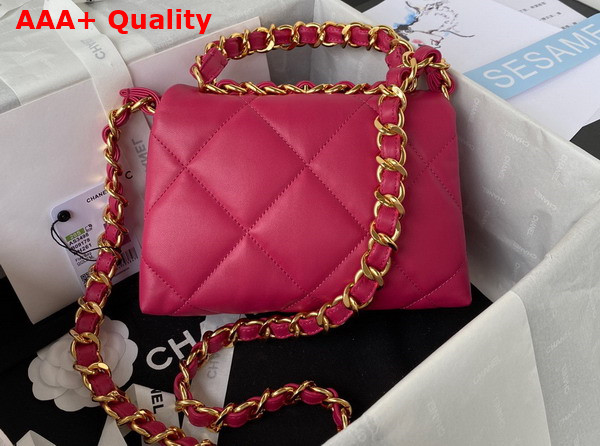 Chanel Small Flap Bag in Fuchsia Lambskin Gold Tone Metal AS3498 Replica