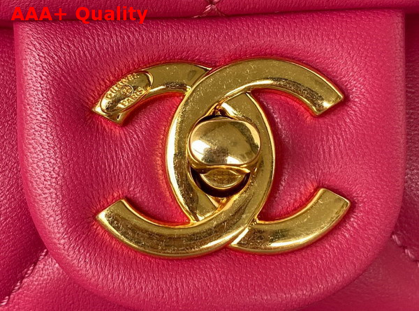 Chanel Small Flap Bag in Fuchsia Lambskin Gold Tone Metal AS3498 Replica