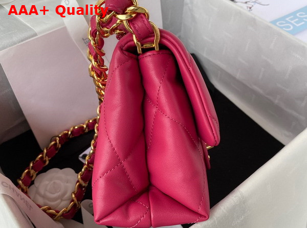 Chanel Small Flap Bag in Fuchsia Lambskin Gold Tone Metal AS3498 Replica