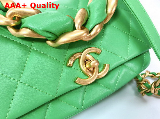 Chanel Small Flap Bag in Green Shiny Lambskin and Gold Tone Metal AS2387 Replica