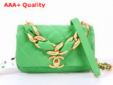 Chanel Small Flap Bag in Green Shiny Lambskin and Gold Tone Metal AS2387 Replica