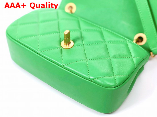 Chanel Small Flap Bag in Green Shiny Lambskin and Gold Tone Metal AS2387 Replica