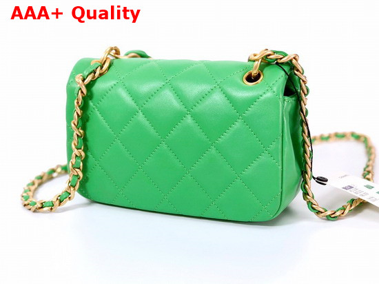 Chanel Small Flap Bag in Green Shiny Lambskin and Gold Tone Metal AS2387 Replica