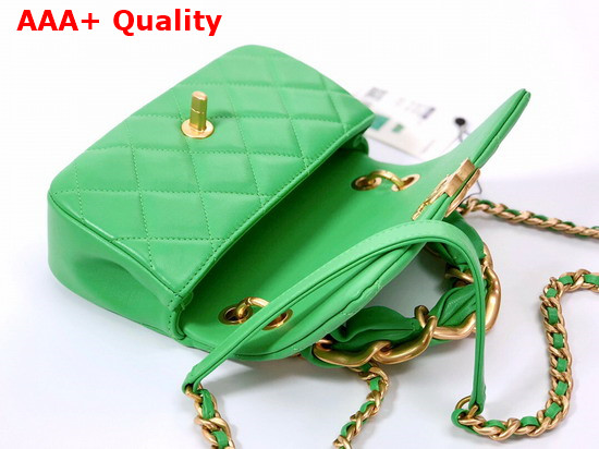 Chanel Small Flap Bag in Green Shiny Lambskin and Gold Tone Metal AS2387 Replica