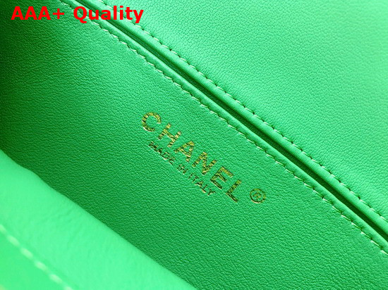 Chanel Small Flap Bag in Green Shiny Lambskin and Gold Tone Metal AS2387 Replica