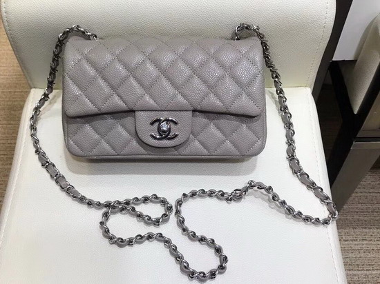 Chanel Small Flap Bag in Grey Grained Calfskin