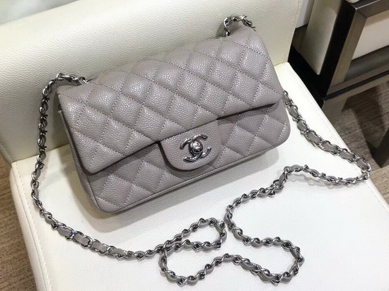 Chanel Small Flap Bag in Grey Grained Calfskin