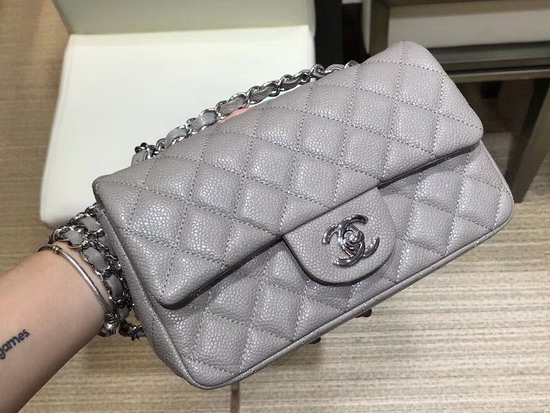 Chanel Small Flap Bag in Grey Grained Calfskin