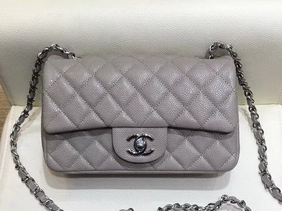 Chanel Small Flap Bag in Grey Grained Calfskin