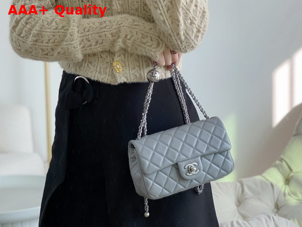 Chanel Small Flap Bag in Grey Lambskin AS1787 Replica