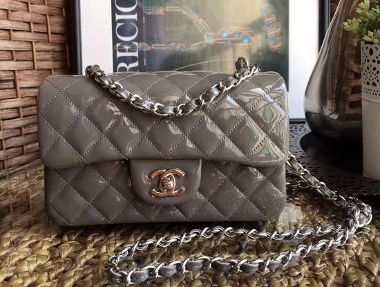 Chanel Small Flap Bag in Grey Patent Leather